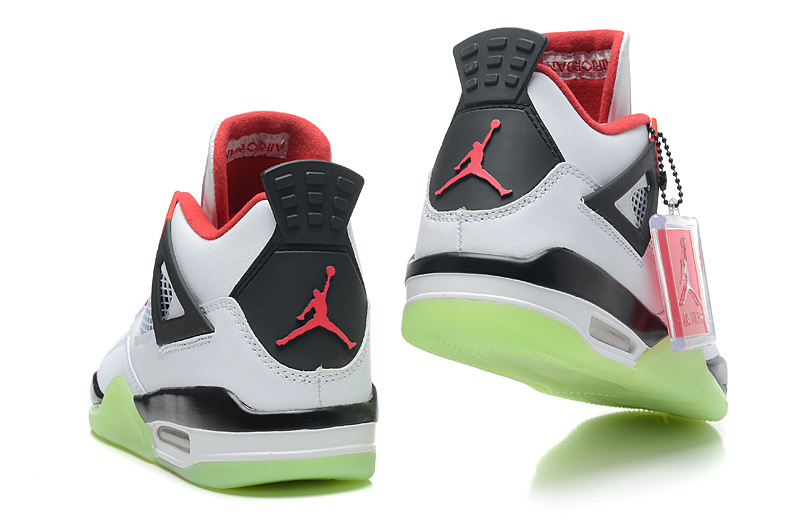 Air Jordan 4 Men Shoes Black/Palegreen/White/Red Online